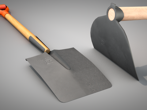 Construction - Hoe and Shovel 3D Model
