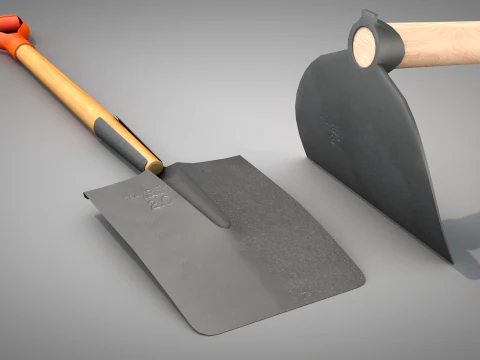 Construction - Hoe and Shovel 3D Model