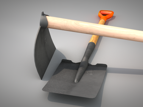 Construction - Hoe and Shovel 3D Model