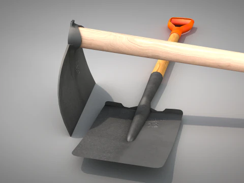 Construction - Hoe and Shovel 3D Model