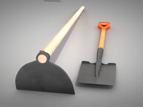 Construction - Hoe and Shovel 3D Model