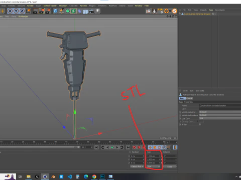 Construction Concrete Breaker 3D Model
