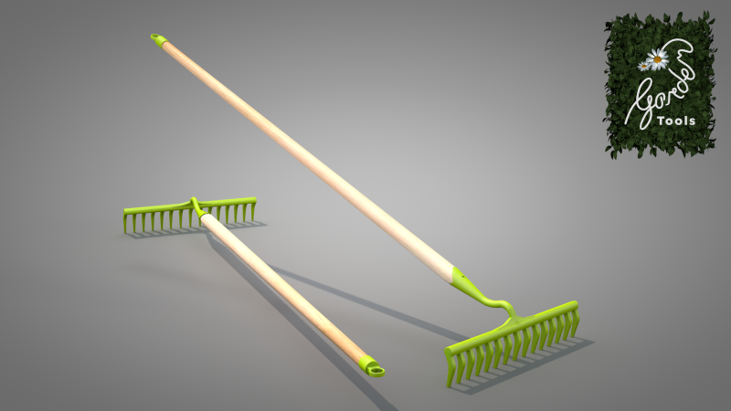 Garden Rake 15 Tines 3D Model .c4d .max .obj .3ds .fbx .stl .blend 