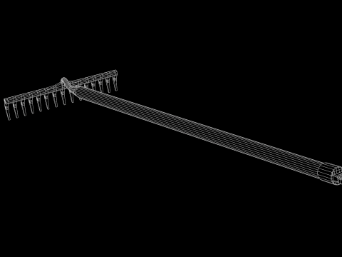 Garden Rake 15 Tines 3D Model