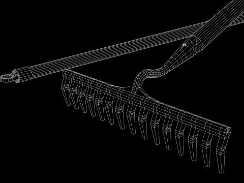 Garden Rake 15 Tines 3D Model