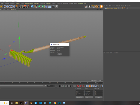 Garden Rake 15 Tines 3D Model