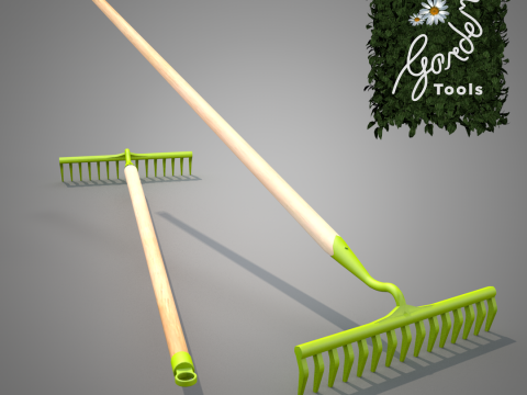 Garden Rake 15 Tines 3D Model