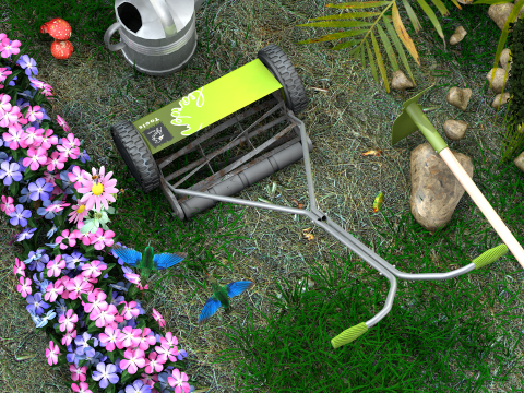 Garden Manual Lawn Mower 3D-Modell