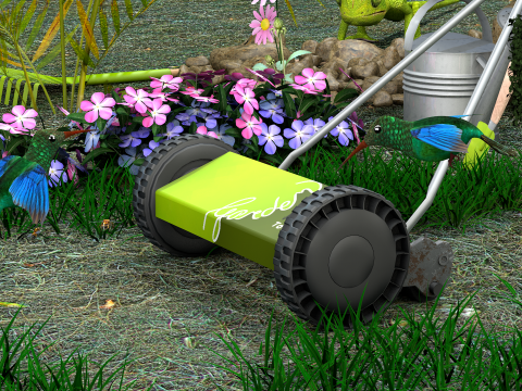 Garden Manual Lawn Mower 3D-Modell