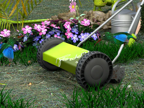 Garden Manual Lawn Mower 3D Model
