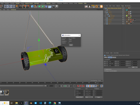 Garden Manual Lawn Mower 3D-Modell