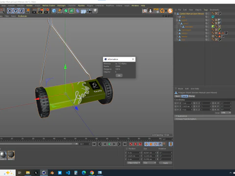 Garden Manual Lawn Mower 3D Model