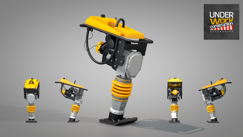 Construction - Tamping Rammer 3D 模型 .c4d .max .obj .3ds .fbx .stl .blend