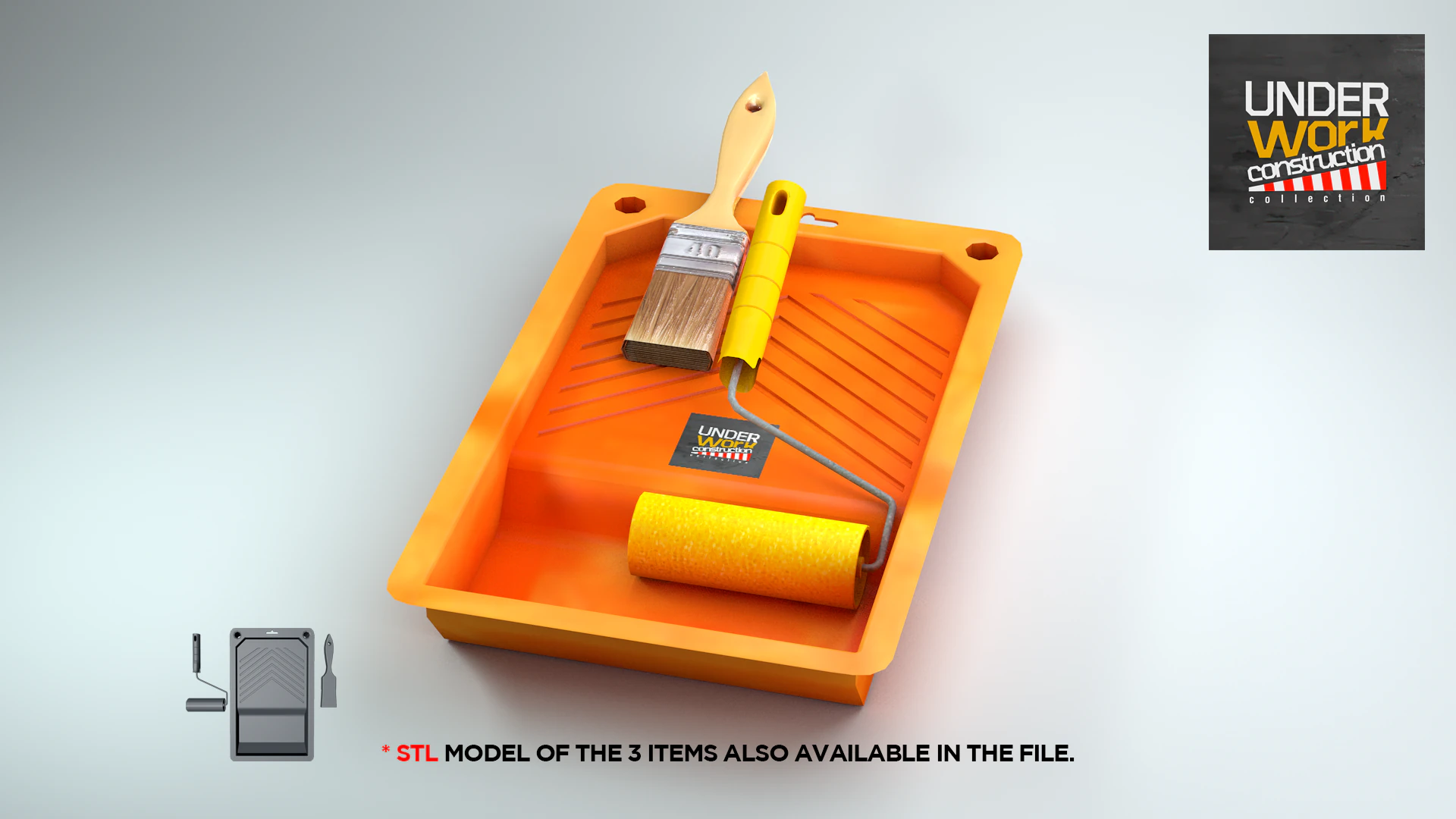 Construction - Plastic Painting Tray 3D Model .c4d .max .obj .3ds .fbx .stl .blend