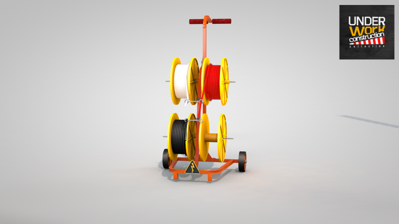 Construction Cable Wire Reel Cart 3Dモデル .c4d .max .obj .3ds .fbx .stl .blend 