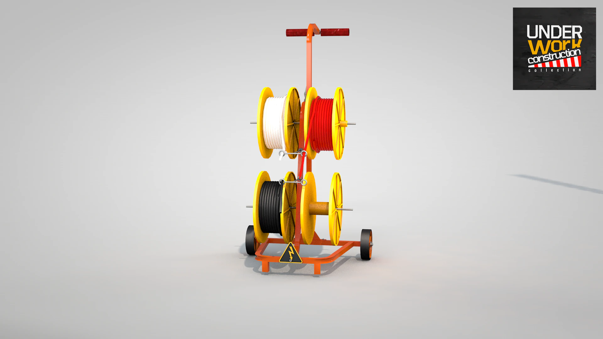 Construction Cable Wire Reel Cart 3D Model .c4d .max .obj .3ds .fbx .stl .blend 