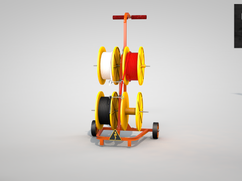 Construction Cable Wire Reel Cart 3Dモデル