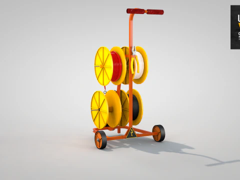 Construction Cable Wire Reel Cart 3D Model