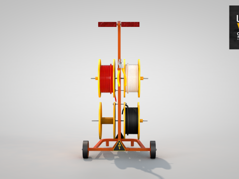 Construction Cable Wire Reel Cart 3Dモデル