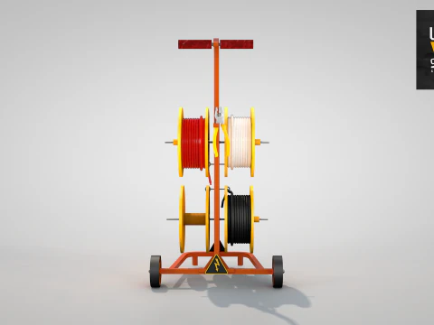 Construction Cable Wire Reel Cart 3D Model