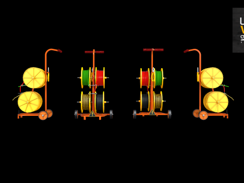 Construction Cable Wire Reel Cart 3Dモデル