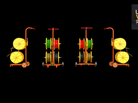 Construction Cable Wire Reel Cart 3D Model
