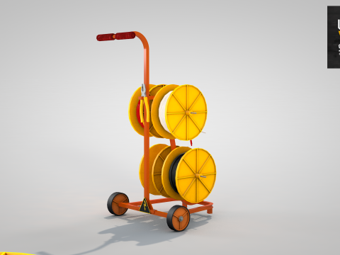 Construction Cable Wire Reel Cart 3Dモデル