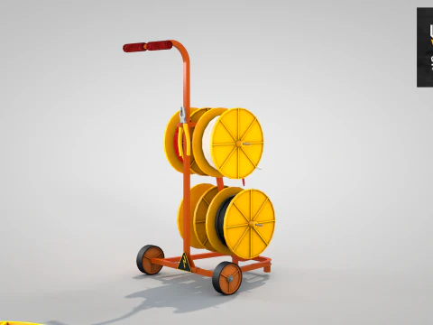 Construction Cable Wire Reel Cart 3D Model