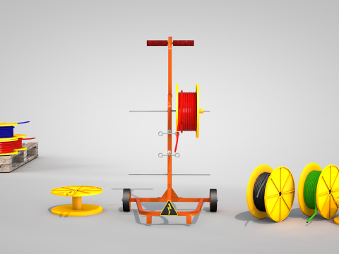 Construction Cable Wire Reel Cart 3Dモデル