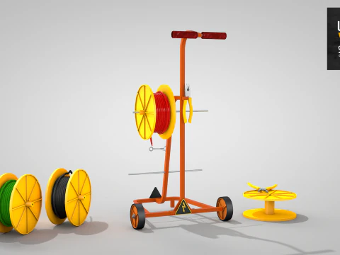 Construction Cable Wire Reel Cart 3D Model