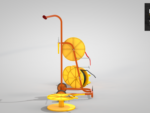 Construction Cable Wire Reel Cart 3Dモデル