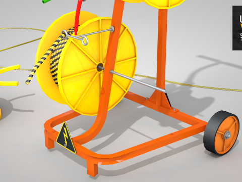 Construction Cable Wire Reel Cart 3Dモデル