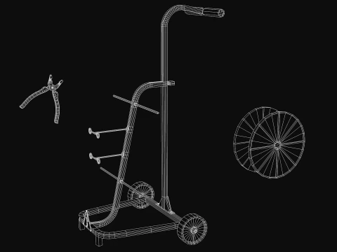 Construction Cable Wire Reel Cart 3D Model