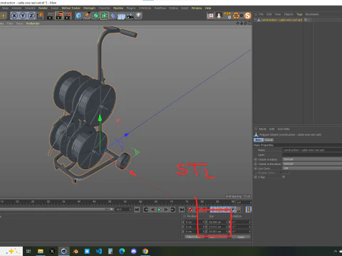 Construction Cable Wire Reel Cart 3D Model