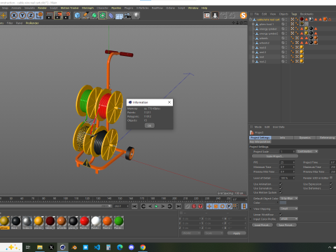 Construction Cable Wire Reel Cart 3Dモデル