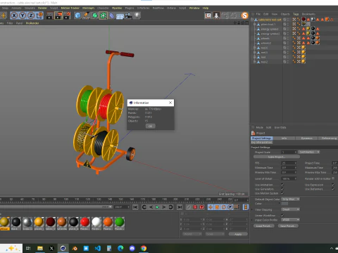 Construction Cable Wire Reel Cart 3D Model