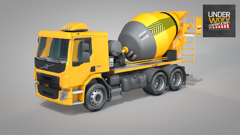 Construction Concrete Mixer Truck Modello 3D .c4d .max .obj .3ds .fbx .stl .blend