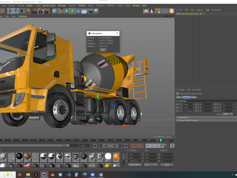 Construction Concrete Mixer Truck Modello 3D