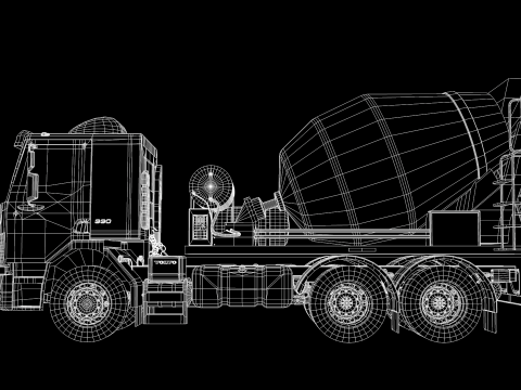 Construction Concrete Mixer Truck Modello 3D