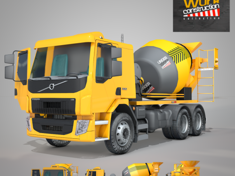 Construction Concrete Mixer Truck Modello 3D