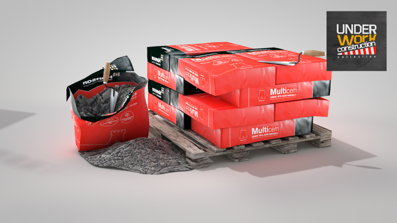 Construction - Cement Bags in Use 3D Model .c4d .max .obj .3ds .fbx .stl .blend