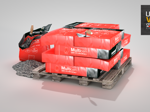 Construction - Cement Bags in Use 3D Model