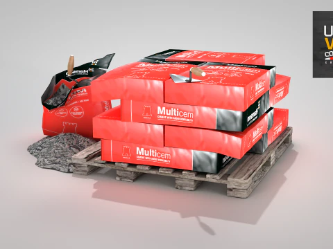 Construction - Cement Bags in Use 3D Model