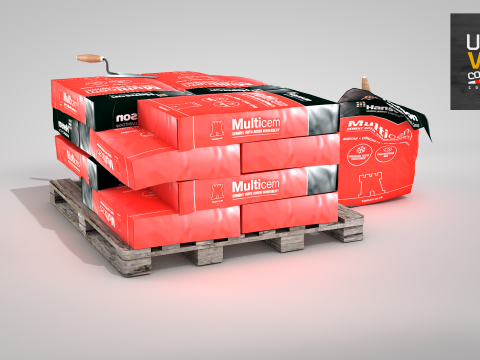 Construction - Cement Bags in Use 3D Model