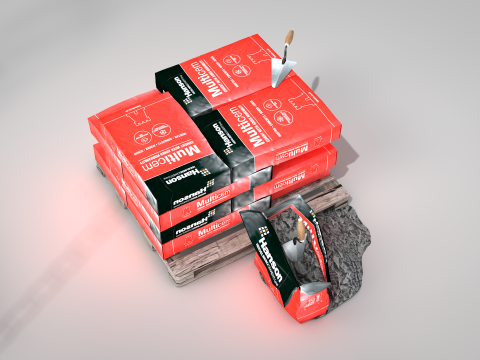 Construction - Cement Bags in Use 3D Model