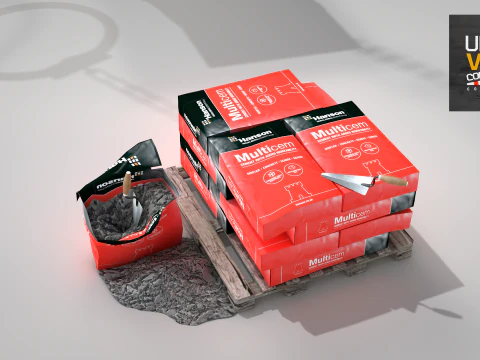 Construction - Cement Bags in Use 3D Model