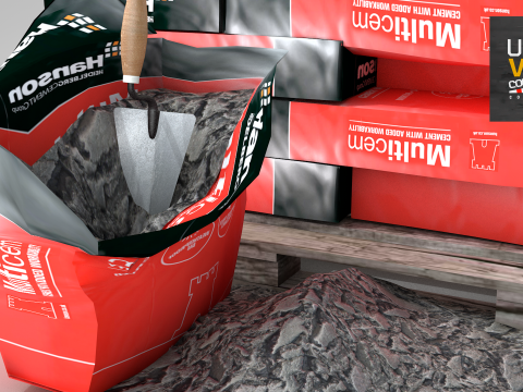 Construction - Cement Bags in Use 3D Model