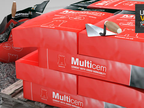 Construction - Cement Bags in Use 3D Model