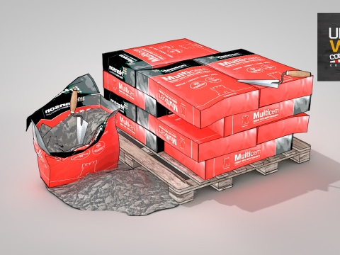 Construction - Cement Bags in Use 3D Model