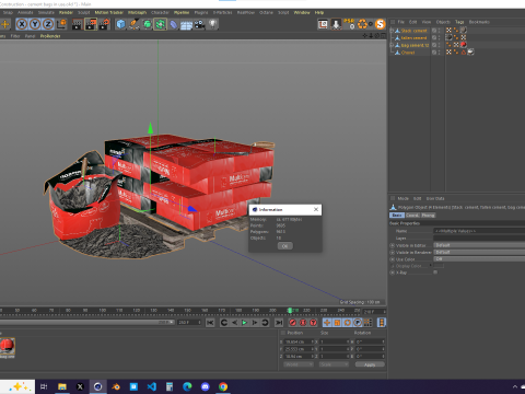 Construction - Cement Bags in Use 3D Model